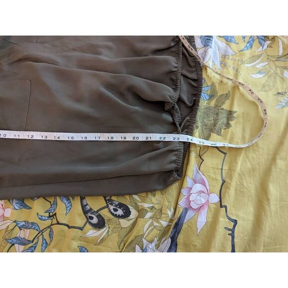 new York & company olive green draped crossover blouse 3/4th sleeve sz s euc - Picture 5 of 6